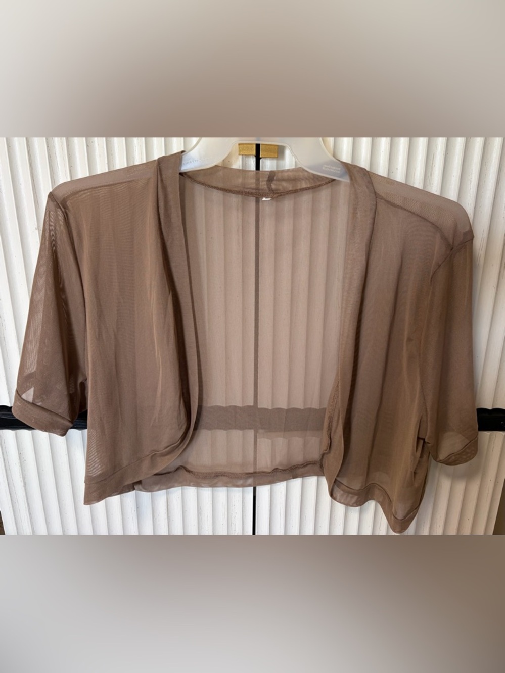 Amazon Brown Sheer Short Sleeve Shrug